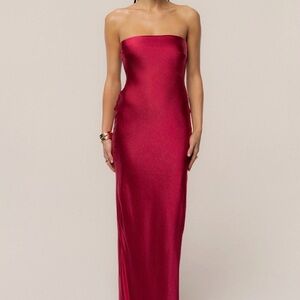 Red Regal Rising Satin Maxi Dress - S NWT JLUX Label